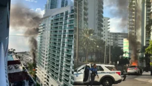 4 Hospitalized After Piling Rig Collapses in Brickell, Crushing Vehicles and Sparking Fire